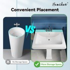 26x20 Inch Bathroom Pedestal Sink Rectangular Ceramic Vanity Sink With Overflow