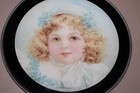 Antique Chimney Flue Cover Victorian Girl W  Hat W  Flowers 7 7 8  -  2