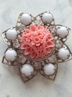 Vintage Estate Antique Rhinestone Brooch Pin Floral Flower Design Art Deco 