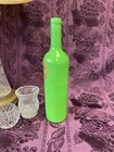 Decorative Wine Bottle Stained Glass Hand Painted Upcycled Rose Gold Green