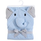 Hudson Baby Cotton Animal Face Hooded Towel  Light Blue Elephant  One Size