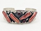 Dtr Jay King Sterling Silver 925 Biwa Pearl And Garnet Cuff Bracelet