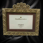 Vintage Philip Whitney Gold Plated 3 5x5 Ornate Picture Frame Korea Floral
