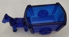 Vintage Cobalt Blue Pressed Glass Donkey   Cart  d28 