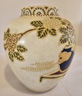 Japanese Satsuma Vase Crackled Glaze Porcelain Gold And Blue Decorative Vintage