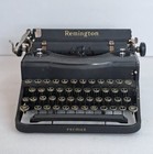 1930s Remington Rand Premier Portable Typewriter P152285 Glass Keys W case Works
