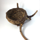 Vintage Wicker Round Small Brown Basket Branches Sticks