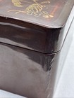 Antique Japanese Lacquer Box Hira Maki-e   Gold Inlay Raised Floral Trinket Case