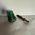 Vintage Hemingray No 40 Glass Insulator Aqua Green Pat 1893 W  Metal Pin Bolt