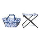 New Expert Gardener Folding Gardening Stool With Detachable Tote  Blue Cove