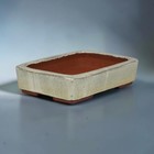Japanese Bonsai Pot Tokoname Yozan Eimei Rectangular Beige Glaze 14cm T13