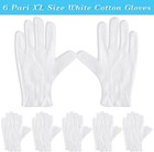 Xl White Cotton Gloves Dry Hand Moisturizing Cosmetic Spa Jewelry Inspection 6 P