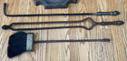 Antique Cahill Iron Works Hammered Forged Wrought Iron Fireplace Tools   Stand