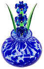 Vintage Glass Perfume Bottle Decanter Blue And White Art Glass Floral Vanity