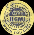 Ilgwu Afl-cio Union Label 1960s Vari-vue Lenticular Button  pin