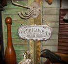 Primitive Antique Vtg Style Country Cottage Herb Garden Verdigris Rust Tin Sign