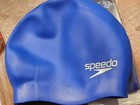 2x Speedo Solid Silicone Blue Swim Caps One Size Logo Latex-free Lightweight