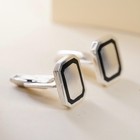 Southwestern Sterling Silver Rugtangular Cuff Links  Onyx Inlay 925 Cufflinks