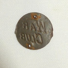 Vtg C 1900 War Club   Embossed Metal  Tin Cut Plug Tobacco Tag 18mm Medal Coin