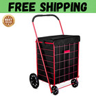 Folding Grocery Basket Cart Shopping Wheel Large Utility Laundry18 x15 x24  bag 