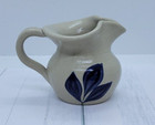 Williamsburg Pottery Factory Salt Glaze Ware Hand Carved Cobalt Creamer Pitcher