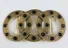 Antique Extra Large Three Interlocking Circles Belt Buckle W green Cabochons