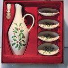 Lenox Christmas Holiday Holly Oil Cruet  Dipping Plates Set Dimension Collection