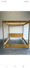 Vintage Milo Bauhgman Style Sceen Two Burlwood Queen Size Canopy Bed Henredon
