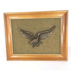 Vintage Bald Metal Eagle In Wall Hanging Wooden Frame Patriotic Americana Decor