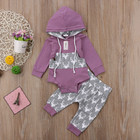 2pcs Newborn Baby Girl Deer Romper   Long Solid Color Pants Set Outfits Clothes