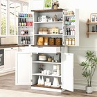 72  Kitchen Pantry Storage Cabinet With Doors And Shelves  Wood New White