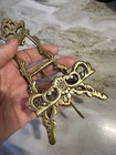 Pair Vintage Small Ornate Cast Brass Easel Stand 6 Inches