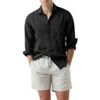 Men s Shirt Long Sleeve Button-up T-shirt Plain Neck Causal Cotton Polo 20  Off