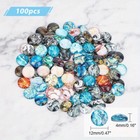 1box 100pcs Glass Cabochons Marble Pattern Half Round dome