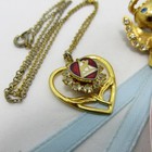 Vtg Lot Of 2 Women Of The Moose Volunteer Gold Tone Lapel Hat Pin   18  Necklace