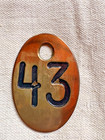 Vintage Brass 3    Cow Tag - Orig Double Sided - Cattle Farm Dairy -  43