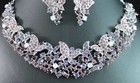 Butterfly Purple Austrian Rhinestone Crystal Necklace Earrings Set Bridal N1692