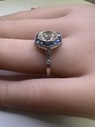 Antique Old Miner Diamond   Sapphire Diamond Platinum Engagement Ring 2 40 Ctw 