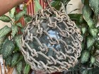 Vtg 1940s Japanese Large Glass Fishing Float Buoy Ball Net Blue 10    Wide Sealed