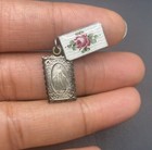 Vintage Catholic Guilloche Enamel Slide Miraculous Sterling Medal Pendant