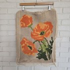 Vtg 70s Large Latch Hook Rug Floral Poppy Imagery Wall Hanging Decor Boho Hippy