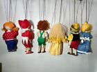 Marionettes Masek Wooden Vintage Collection Of 6 Storybook Puppets Hand Painted