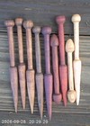 7 Handcrafted  Tapestry Wood Bobbin And 2 Finger Bone  Weaving Tool