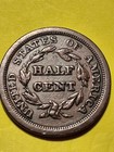 1851 Braided Hair Half Cent full Details  Scarce Date 