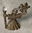 Vintage Spoontiques Mini Pewter Wizard W  Dragon   Crystal Topped Staff Figurine