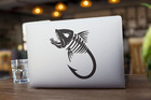 Skeleton Fish Hook Truck Vinyl Window Decal Boat Trailer Laptop Sticker