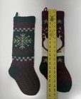 2 Vintage Russ Berrie Knitted Acrylic Sock Maroon Snowman Christmas Stocking Lot