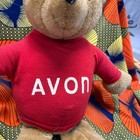 Vintage Avon Plush Bear Red Shirt 1980s Advertising Promo Stuffed Animal
