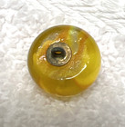 Vintage Yellow Golden Swirl Marble Paperweight Glass Sewing Clothing Button