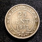 1917 C Newfoundland Silver 25 Cents  Enn Coins